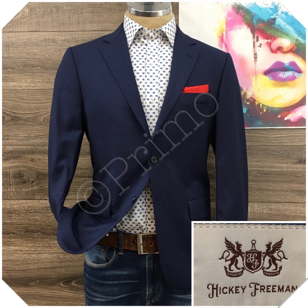 HICKEY FREEMAN Mens Wool Blazer Sport Coat Casual Jacket Size 40S Classic Suit
